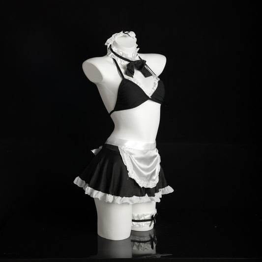 LS Sexy Lingerie Maid Uniform Color-block Home Clothes Skirt Cosplay suit 8250