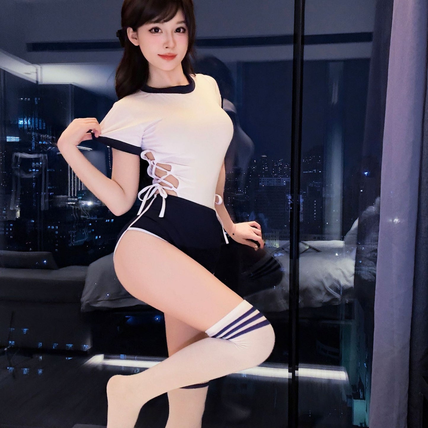 LS Sexy Lingerie Japanese Campus Sports Gymnastics One-Piece Two-Dimensional Cute Sexy Pure Desire Swimsuit