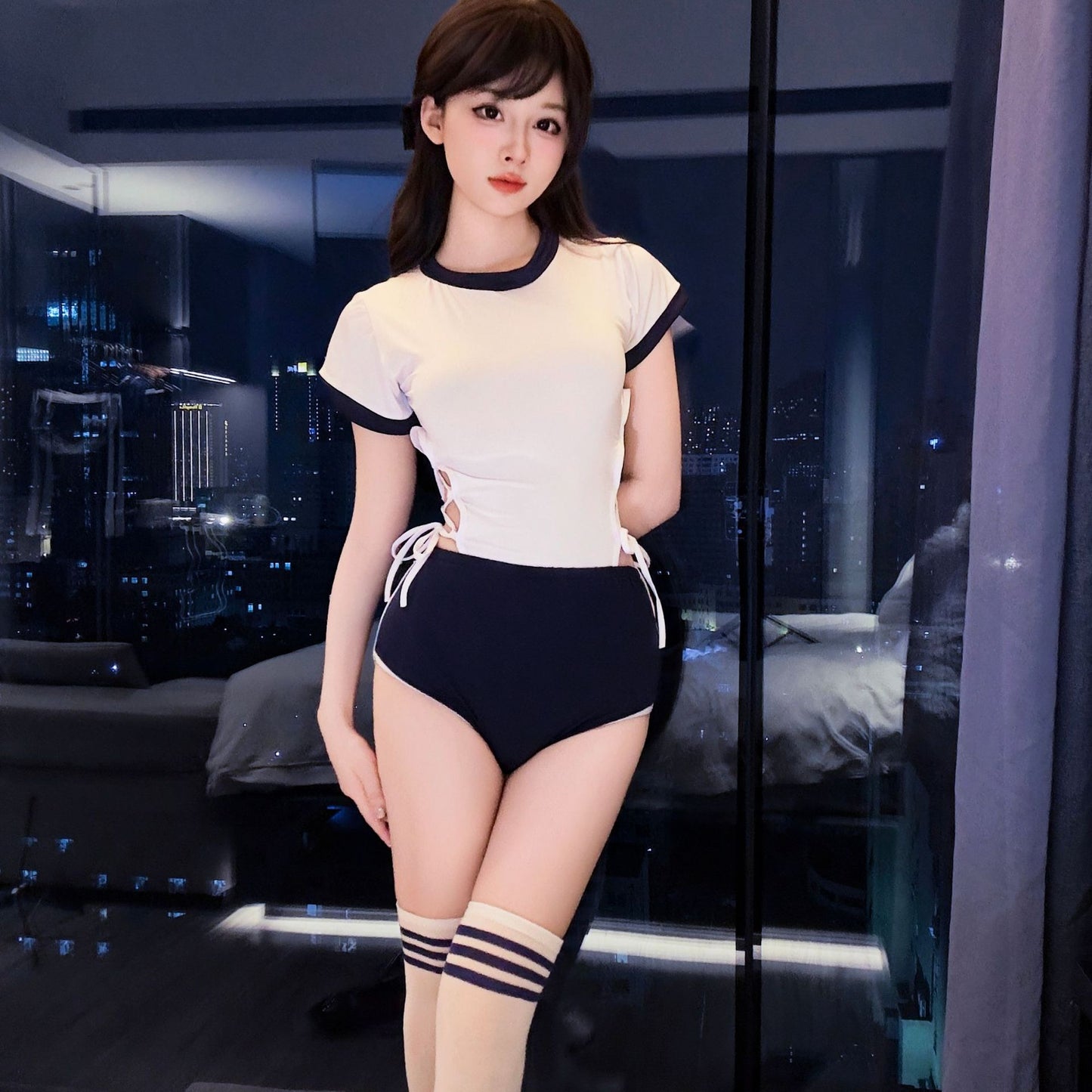 LS Sexy Lingerie Japanese Campus Sports Gymnastics One-Piece Two-Dimensional Cute Sexy Pure Desire Swimsuit