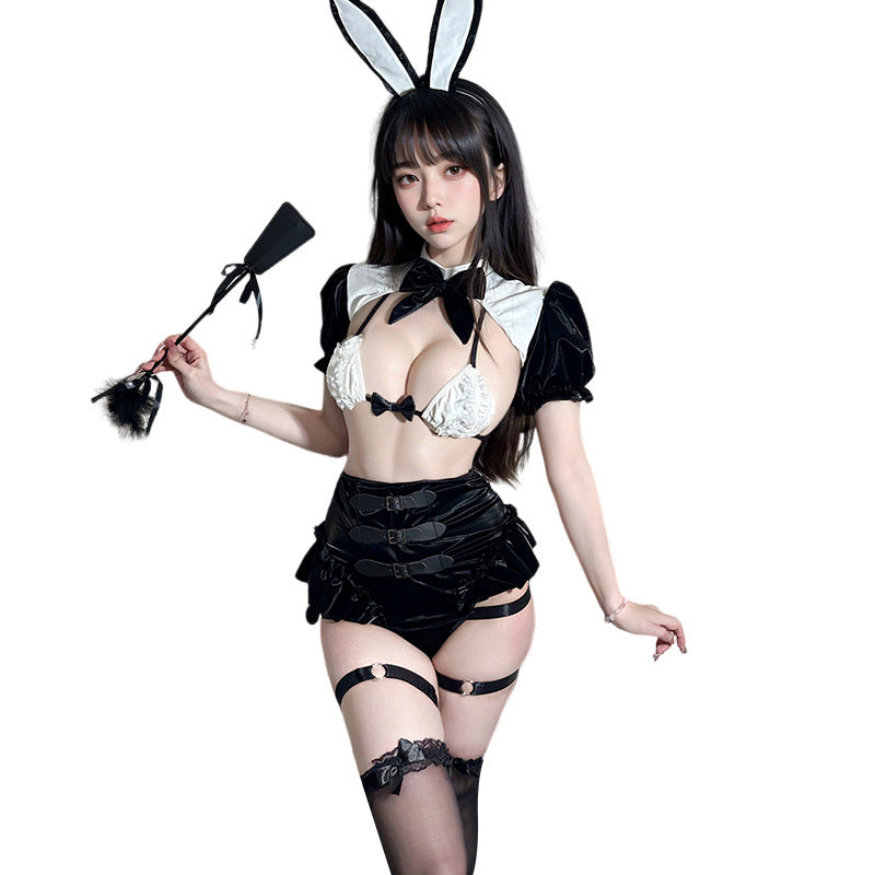 Xian Yi Sex Lingerie Patent Leather Sexy Siaman Bunny Uniform Temptation Secondary Cos Flirting Maid 659