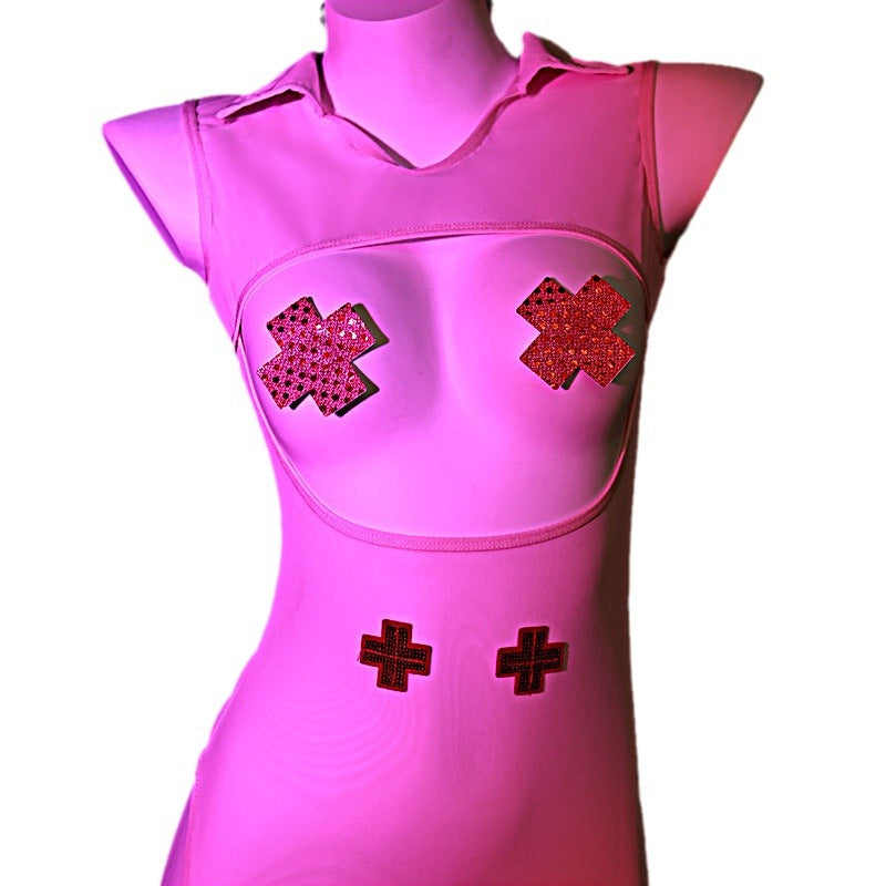 LS Sexy Lingerie Sexy See-Through Sexy Slit-Free Pure Desire Teasing Professional Nurse Uniform Set 82