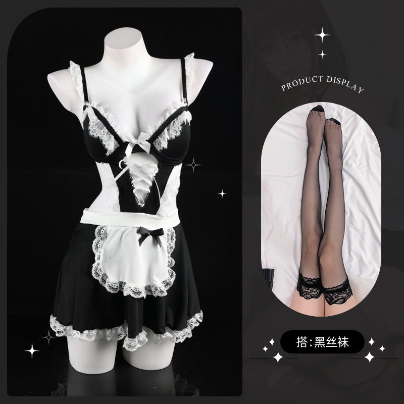 LS Sexy Lingerie Maid Outfit Sexy Maid Uniform Suspender Nightgown Dress Rabbit Stripper Pure Desire Suit