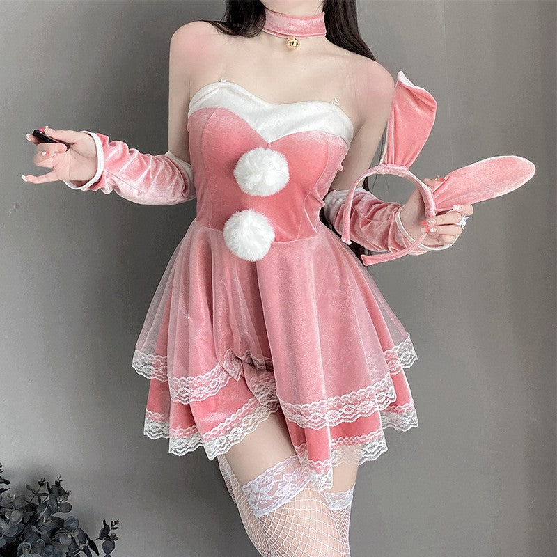 Rainy Night Fancy New Style Sexy Underwear Velvet Strapless Passion Sexy Dress Christmas Uniform Bunny Suit