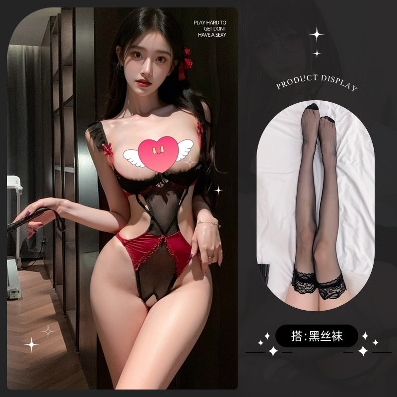 LS Sexy Lingerie Women's Small Chest Push-up Bra Cleatron Anti-sagging Bra Jumpsuit 8926