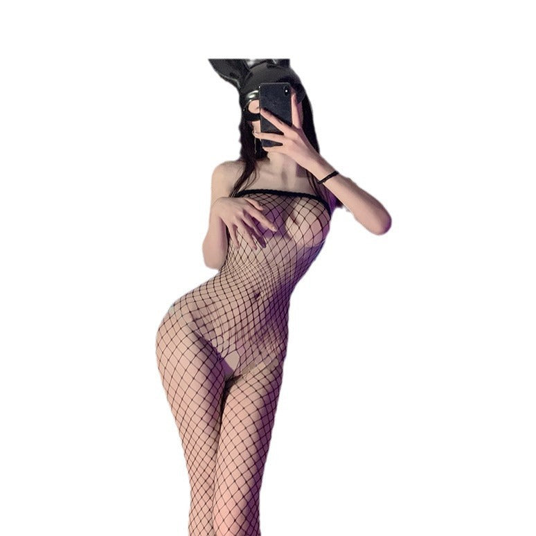 LS Sexy Underwear Women's Sexy Uniform Temptation Pajamas Pure Desire Small Chest Big Fishing Net Jumpsuit 1093