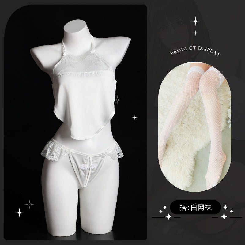 LS Sexy Vintage Lace Temptation Sex Lingerie Bellyband Pajamas Lace-up Temptation 8353