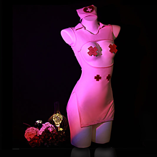 LS Sexy Lingerie Sexy See-Through Sexy Slit-Free Pure Desire Teasing Professional Nurse Uniform Set 82