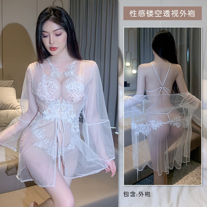 1188 Ying sexy lingerie summer new sexy perspective free off jumpsuit pure desire style embroidery lace suit