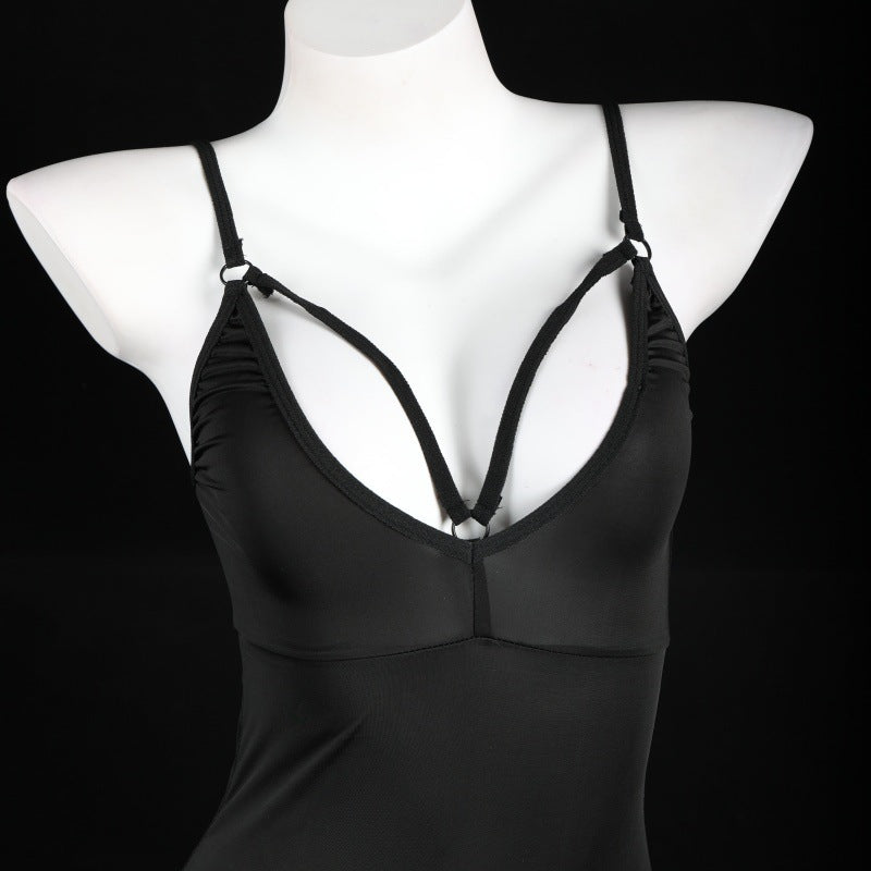 LS Sexy One-Piece Stepmother Dress No Need to Take Off Bed See-Through Sexy Underwear Sexual Pajamas Exposed Women's Clothes