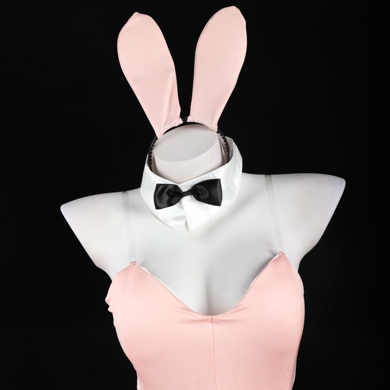 LS Sexy Lingerie Sexy Bunny Girl Double-layer Hidden Button Open Crotch Bodysuit Cute Set Maid Set