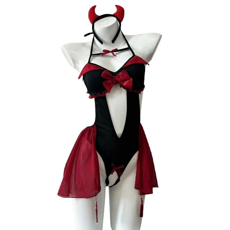 Sexy Inside Sexy Pure Desire Robe Deviruchi Uniform Temptation Game Dress Backless conjoined Halloween suit Hair