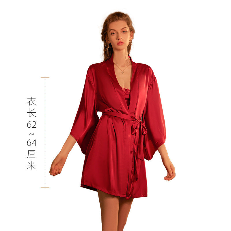 3053 Ying pure sexy hollow lace suspenders home pajamas luxury nightgown set a generation of wholesale