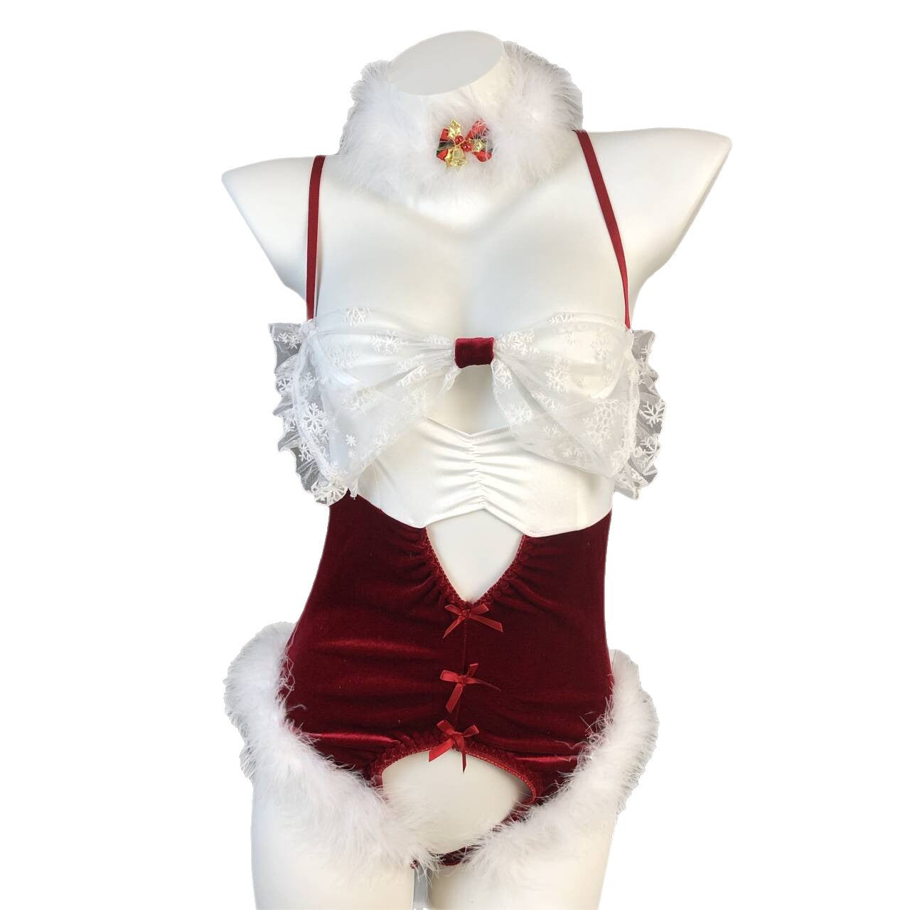 Sexy Lingerie Christmas Bunny Girl Party Sexy Suit Bow Pure Lust Open Crotch One-Piece Uniform Plush