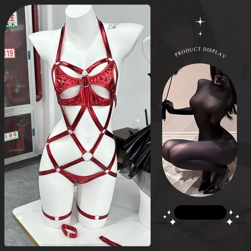 LS Sex Underwear Patent Leather Bundle Bundle Bunny Purely Three-Point SM suit