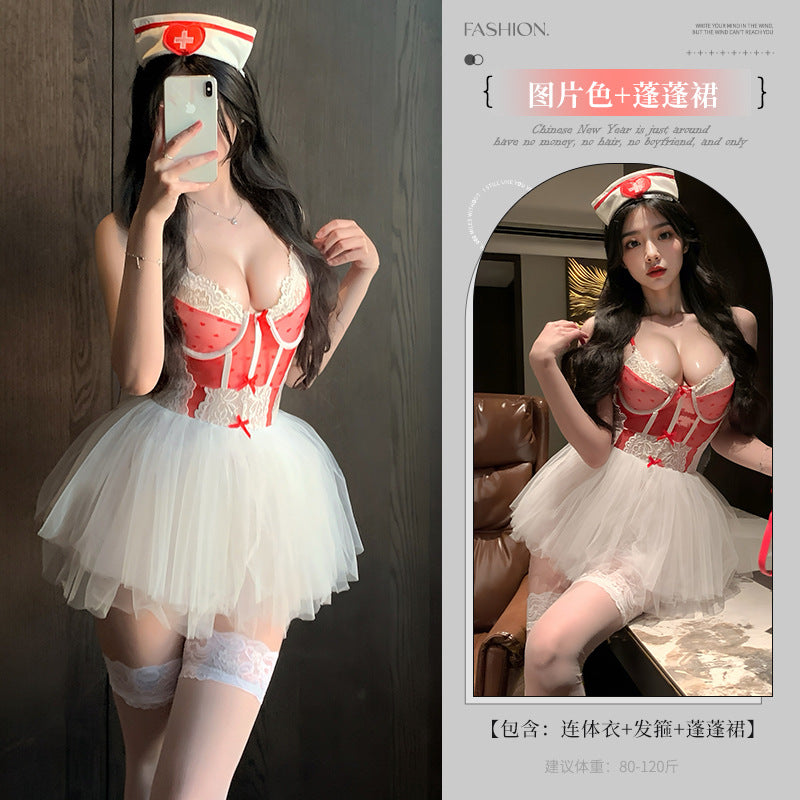 Love is like sexy underwear saints nurse sexy conjoined bow vest devil pure desire net gauze sweet 5105