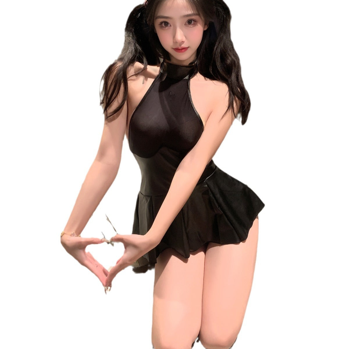 LS Sexy Lingerie Training Leather Clothing Queen Suit Uniform Sexy Temptation Sm Sexy Clothes No Need to Take Off See-Through