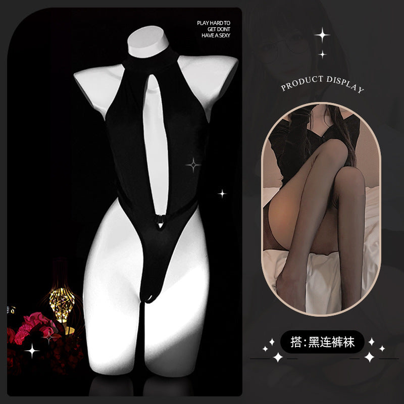 LS Sexy Lingerie Small Breast No-Take Off Hollow Uniform Temptation Pajamas Passion One-Piece Suit