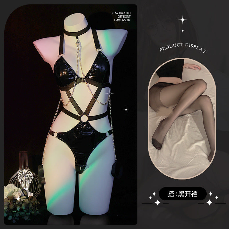 LS Sexy Lingerie Maid Outfit Sm Training Tools Sexy Bondage Queen Leather Uniform Temptation Cosplay