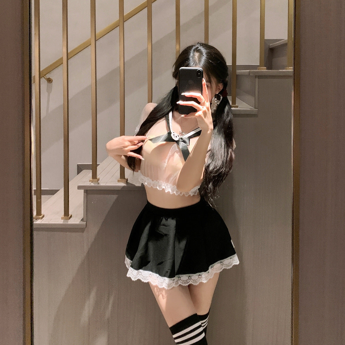 LS Sexy Underwear Products Sexy Uniform Temptation Pajamas Pure Desire Small Chest Shown Large No-take-off Student Clothes