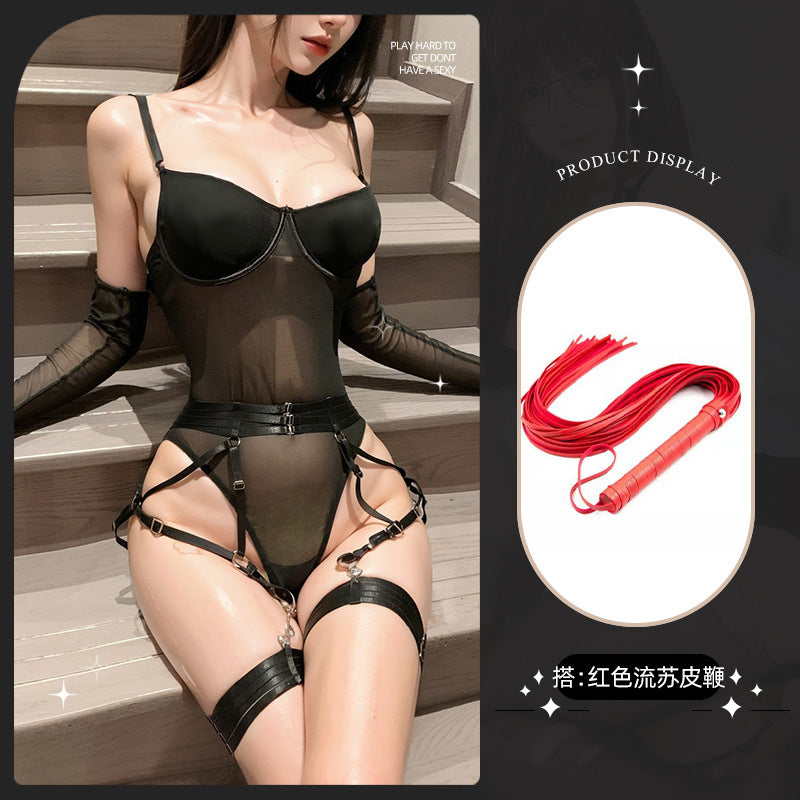 LS Sexy Lingerie Products Sexy Uniform Temptation Pajamas Pure Desire Small Breasts Revealing Sexy Spliced Vest