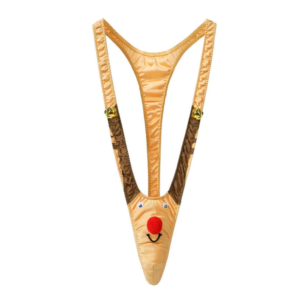 Men's Christmas sexy underwear snowman reindeer gift with bells thong adjustable size