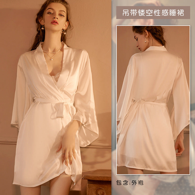 3053 Ying pure sexy hollow lace suspenders home pajamas luxury nightgown set a generation of wholesale
