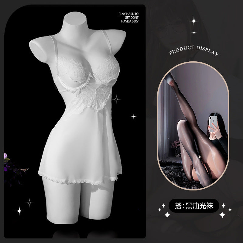 LS Sexy Underwear Sexy Sling Lace Tempting Nightdress Hot Perspective Uniform Attractive Pajamas 8619